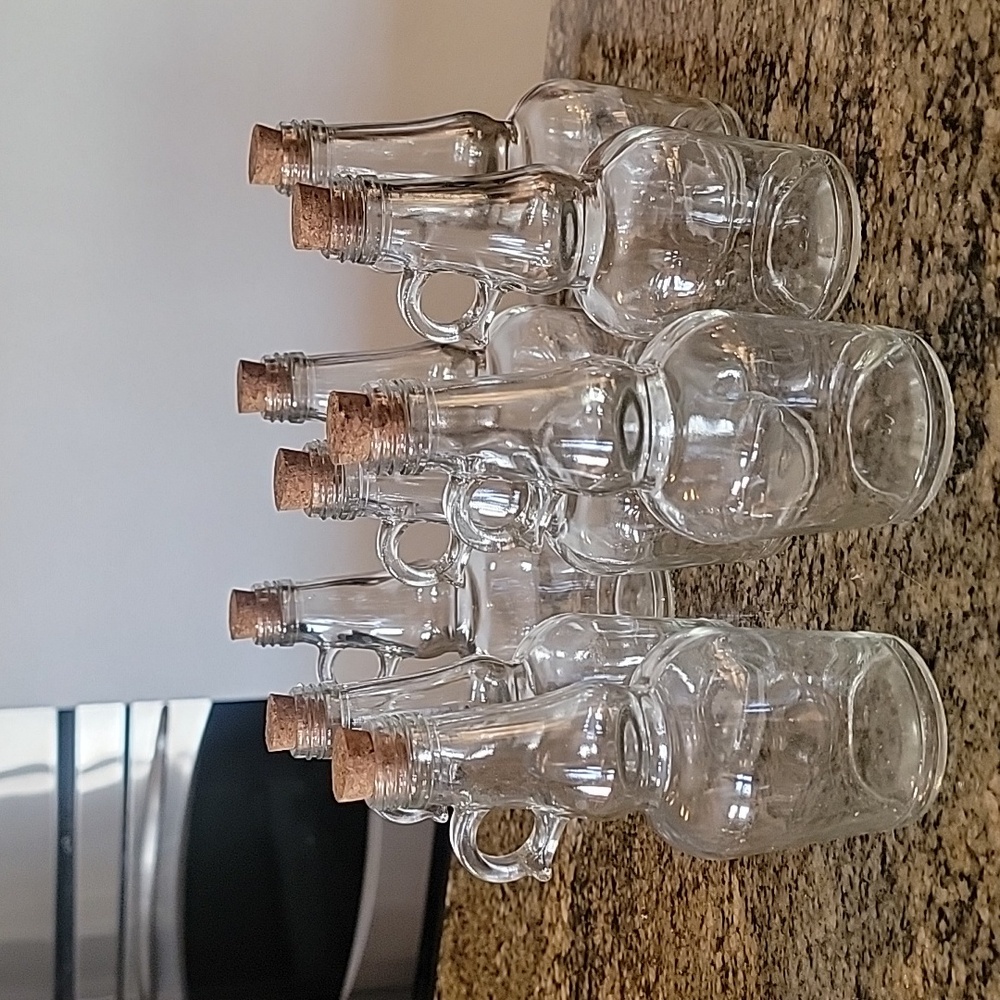 Clear Glass Bottles with Cork Stoppers, Set Of 8